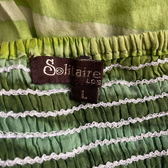 Solitaire Women Strappy Multicolor Striped Cotton Flowy Boho Tiered Maxi Dress L - Picture 8 of 9